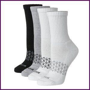 Women's Cushioned Crew Socks 4-Pack Seamless Toe Activewear